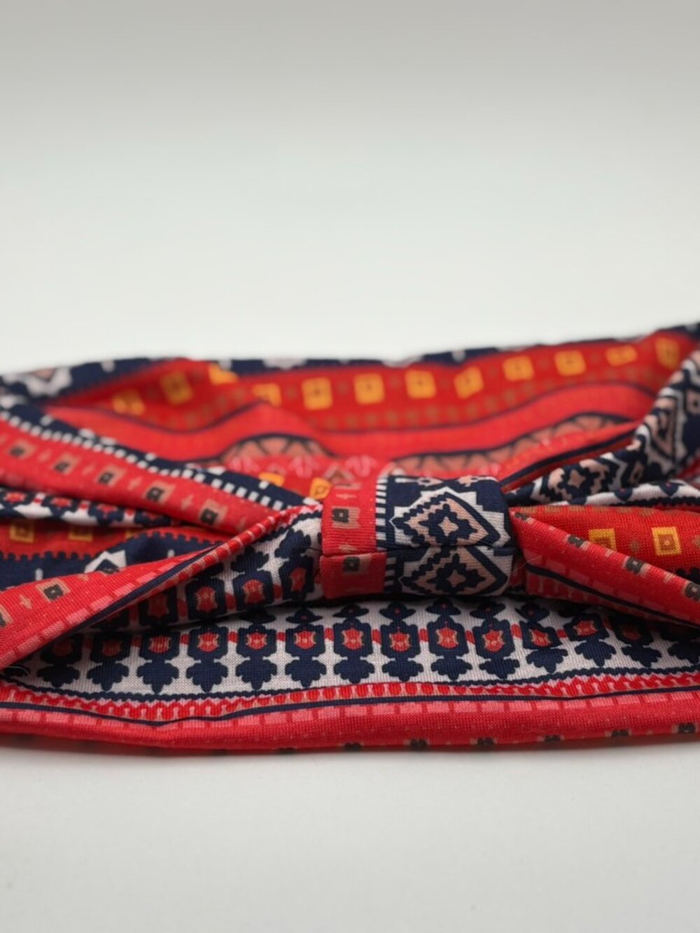 Red Navy Boho Geometric Twist Knot Headband